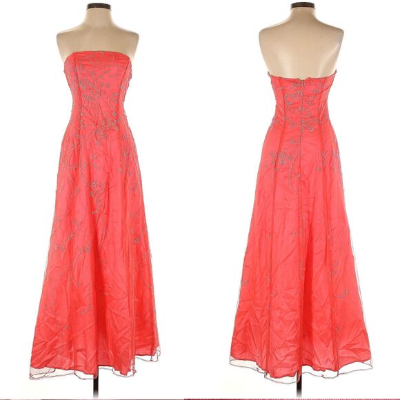 NWT Vintage Y2K Zum Zum Gown Prom Pink Netting Floral Glitter Size 3/4 - Picture 4 of 15